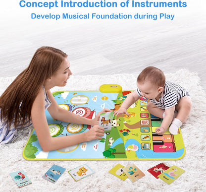 Musical Toys for Toddlers 1-3, Floor Piano Mat for Baby Boy Girl Gifts | 35”x27” 3-in-1 Drum Animal Music Play Mat, Sensory Montessori Educational Dance Toddler Toys for 1-5 Years Old Girl Boy Kid