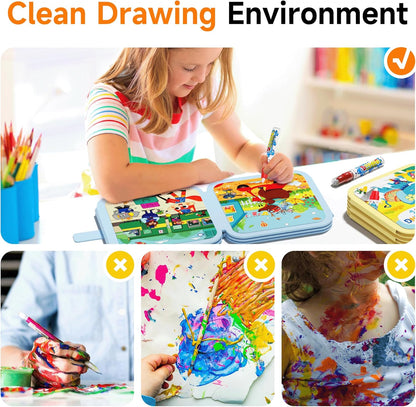 Timetome Reusable Water Painting Books for Kids – 3-Pack Magic Water Reveal Coloring Books with Water Pens (Fairy Tale, Animal & Dinosaur) No-Mess Coloring & Reusable Fun Travel Activity for Ages 3–6