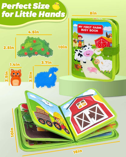 Busy Book for Toddlers 1-3, Montessori Toys for 1 Year Old Boy Girl Gifts | Busy Board, Birthday Gifts, Toddler Airplane Car Travel Toy, Learning Educational Toys, Farm Animals, Quiet Activity Books