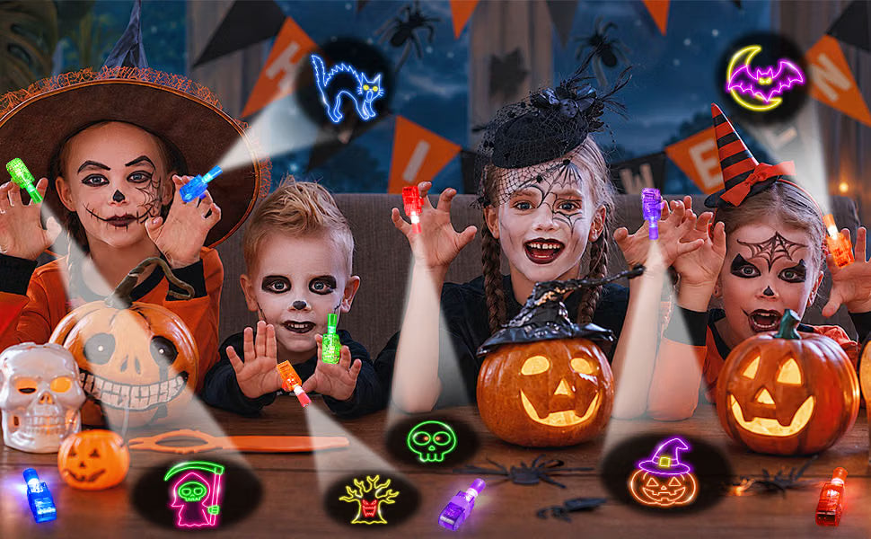 40-Pack Halloween Finger Projection Lights – Assorted Halloween Designs