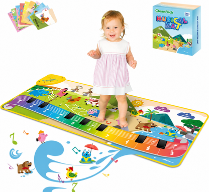 Musical Toys for Toddlers 1-3, Floor Piano Mat for Baby Boy Girl Gifts | 35”x27” 3-in-1 Drum Animal Music Play Mat, Sensory Montessori Educational Dance Toddler Toys for 1-5 Years Old Girl Boy Kid