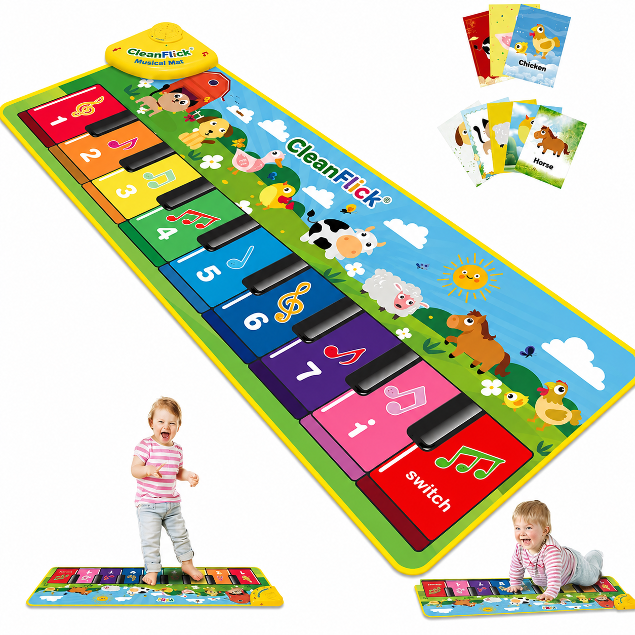 Musical Toys for Toddlers 1-3, Floor Piano Mat for Baby Boy Girl Gifts | 35”x27” 3-in-1 Drum Animal Music Play Mat, Sensory Montessori Educational Dance Toddler Toys for 1-5 Years Old Girl Boy Kid