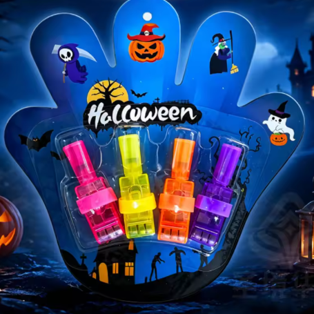 40-Pack Halloween Finger Projection Lights – Assorted Halloween Designs