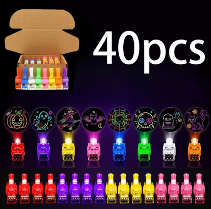 40-Pack Halloween Finger Projection Lights – Assorted Halloween Designs