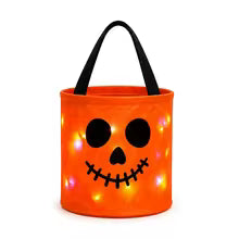 Light-Up Halloween Trick-or-Treat Bucket – LED Pumpkin Candy Bag for Kids