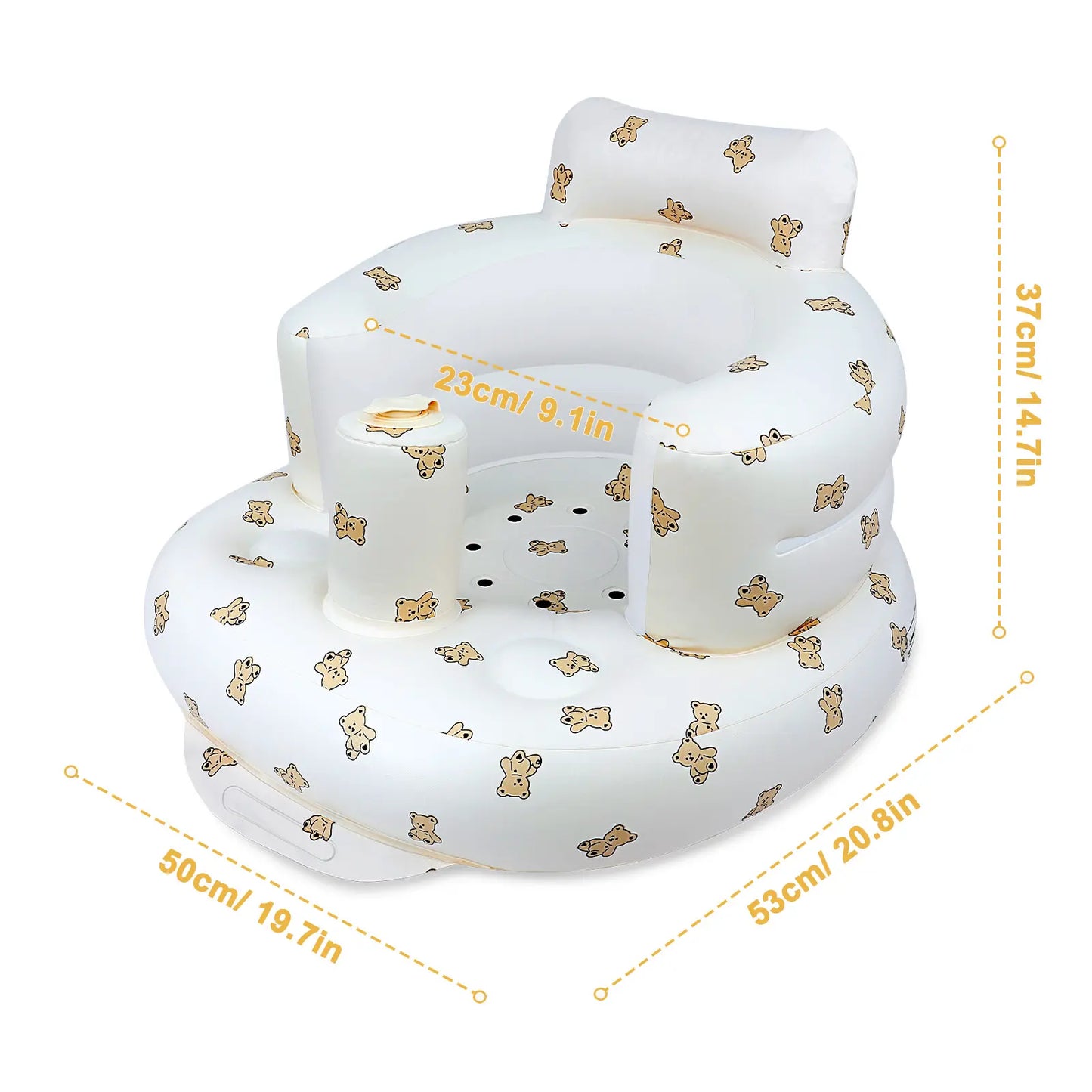 Inflatable Baby Seat - Ideal for Infants 3 Months & Up, Supportive Baby Floor Chair for Sitting Up, Features Built-In Air Pump(Without wheels) Newborn Summer Vibes, Outdoor fun