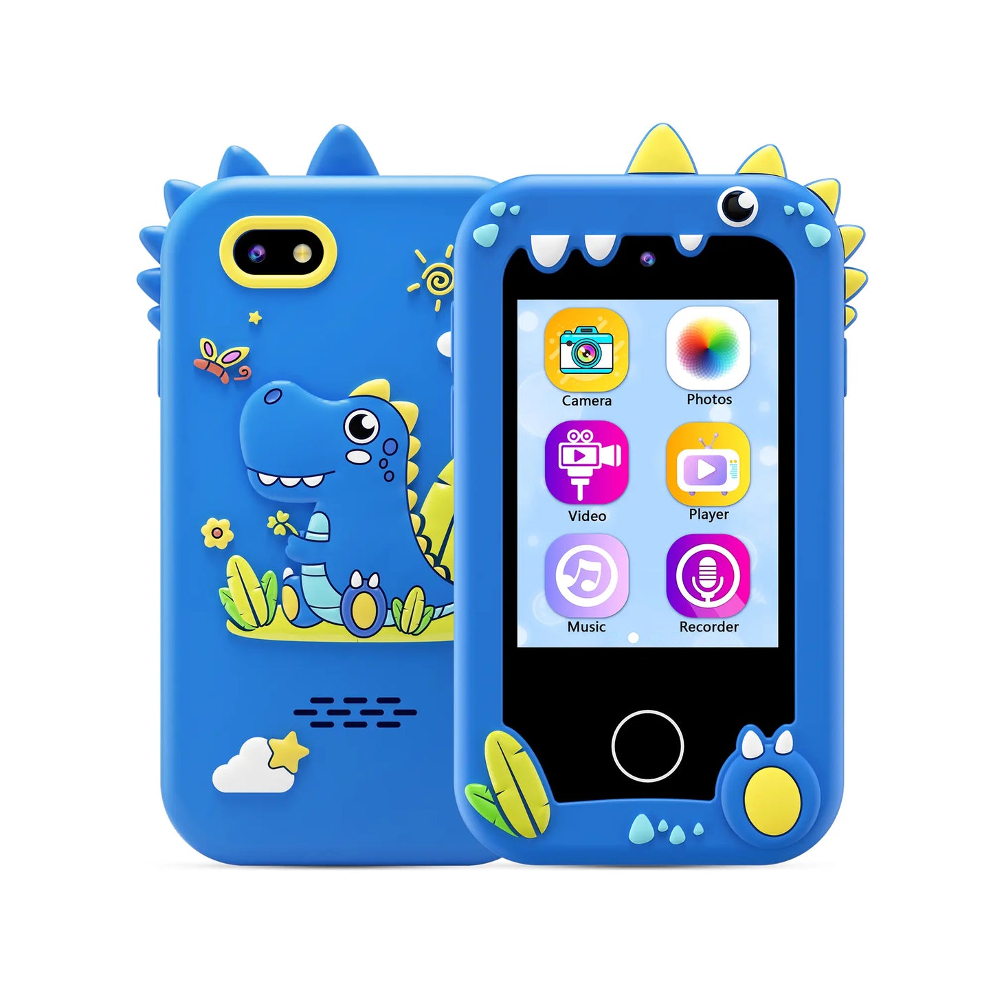 Portable Kids Touchscreen Toy Phone - Lithium-Powered, No Calling/No Internet, 26 Built-In Apps, Dual Cameras, Music Player, Stories, Educational Video Games - Travel Toy, Boy Gifts for Toddlers