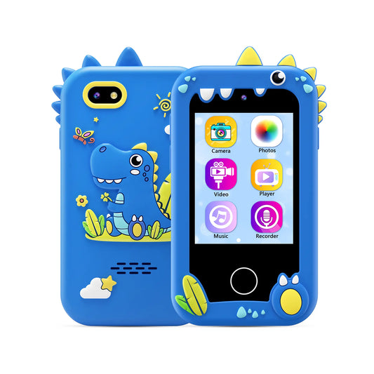 Portable Kids Touchscreen Toy Phone - Lithium-Powered, No Calling/No Internet, 26 Built-In Apps, Dual Cameras, Music Player, Stories, Educational Video Games - Travel Toy, Gifts For Kids