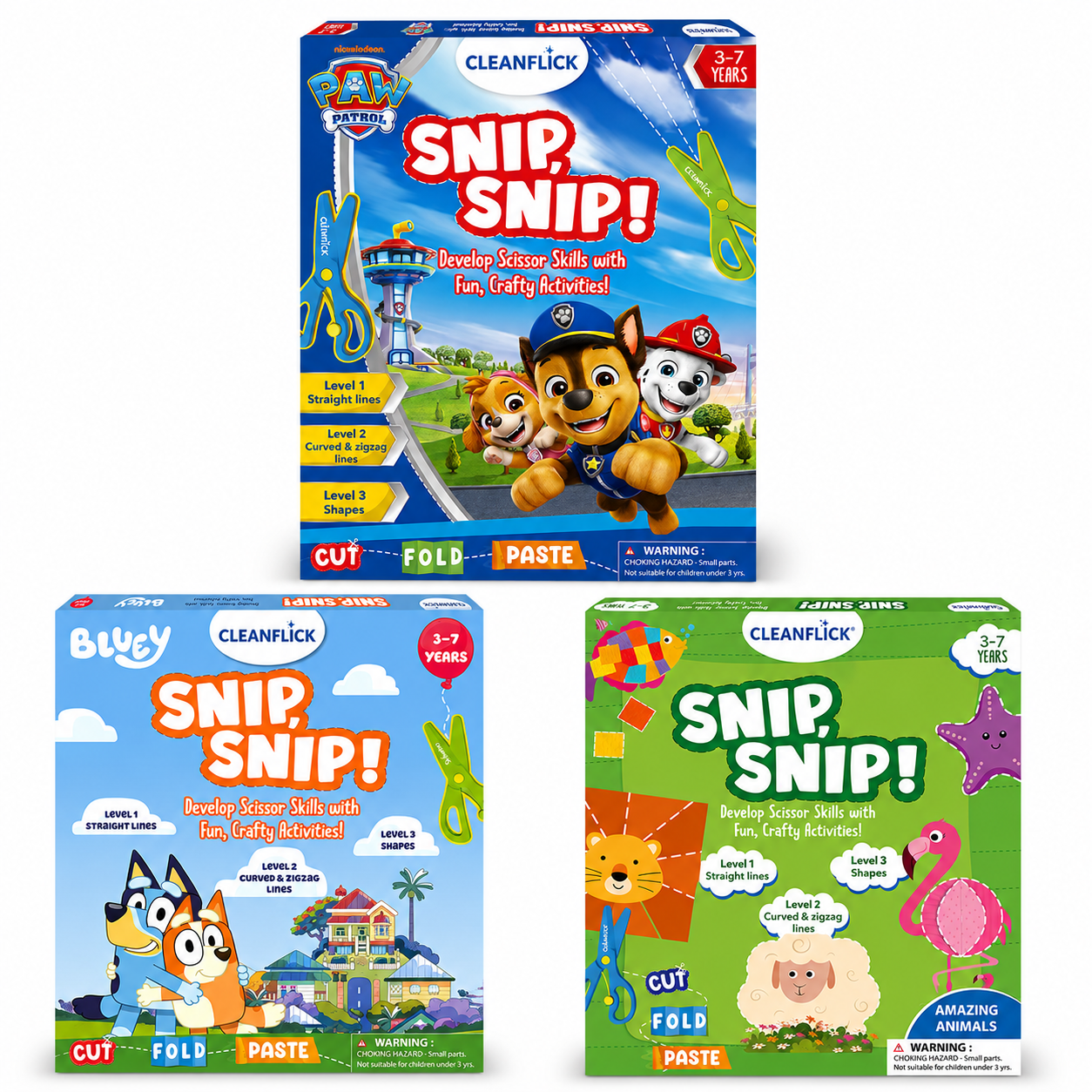 Cleanflick Snip Snip™ Scissor Skills Bundle | 3-in-1 Activity Set