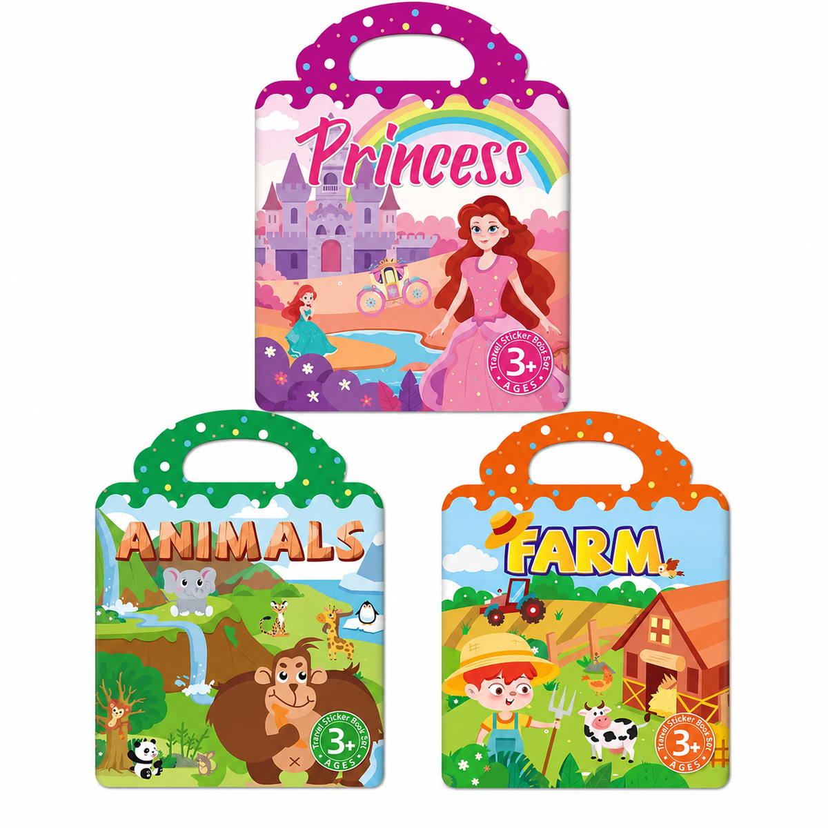 3-Pack Reusable Sticker Books – Travel Toy for Toddlers 2–4