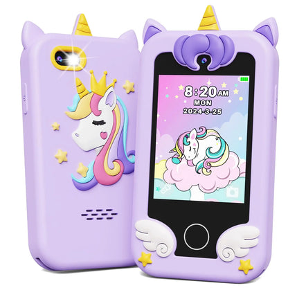 Portable Kids Touchscreen Toy Phone - Lithium-Powered, No Calling/No Internet, 26 Built-In Apps, Dual Cameras, Music Player, Stories, Educational Video Games - Travel Toy, Boy Gifts for Toddlers