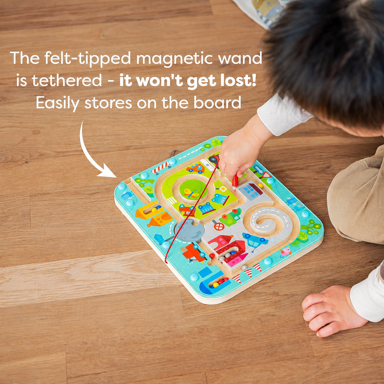 Busy Board for Toddlers 2-4: Number Maze & Town Magnetic Puzzle Game - Travel Toys for Preschoolers, STEM Toy Encourages Color Recognition, Fine Motor & Counting