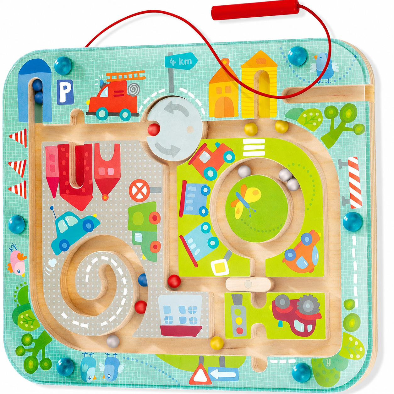 Busy Board for Toddlers 2-4: Number Maze & Town Magnetic Puzzle Game - Travel Toys for Preschoolers, STEM Toy Encourages Color Recognition, Fine Motor & Counting