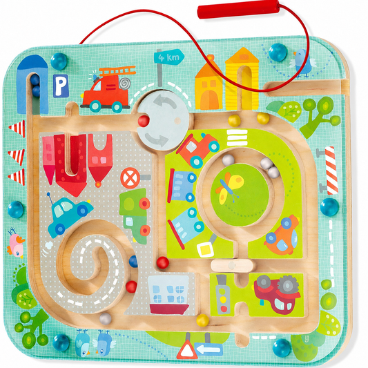 Magnetic Number Maze & Town Puzzle Busy Board for Toddlers 2–4