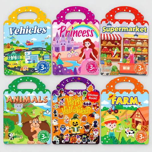 3-Pack Halloween Reusable Sticker Books for Toddlers 2–4 – Travel Toy