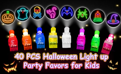 40-Pack Halloween Finger Projection Lights – Assorted Halloween Designs