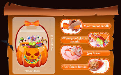 10/25/50-Pack Halloween Treat Bags with Handles – Pumpkin & Cauldron Designs