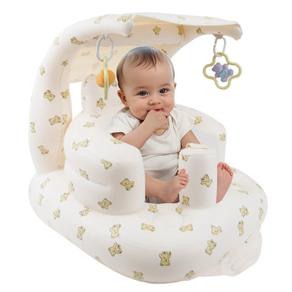 Inflatable Baby Seat - Ideal for Infants 3 Months & Up, Supportive Baby Floor Chair for Sitting Up, Features Built-In Air Pump(Without wheels) Newborn Summer Vibes, Outdoor fun