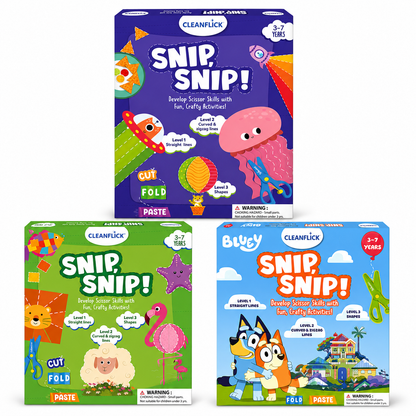 Cleanflick Snip Snip™ Scissor Skills Bundle | 3-in-1 Activity Set