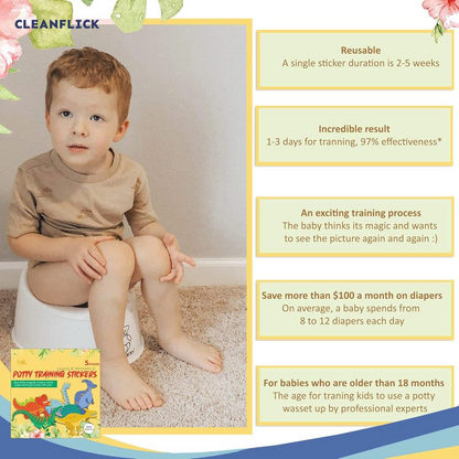 Potty Training Magic Sticker | Color-Changing Toilet Targets (5-Pack) + Free Potty Training eBook